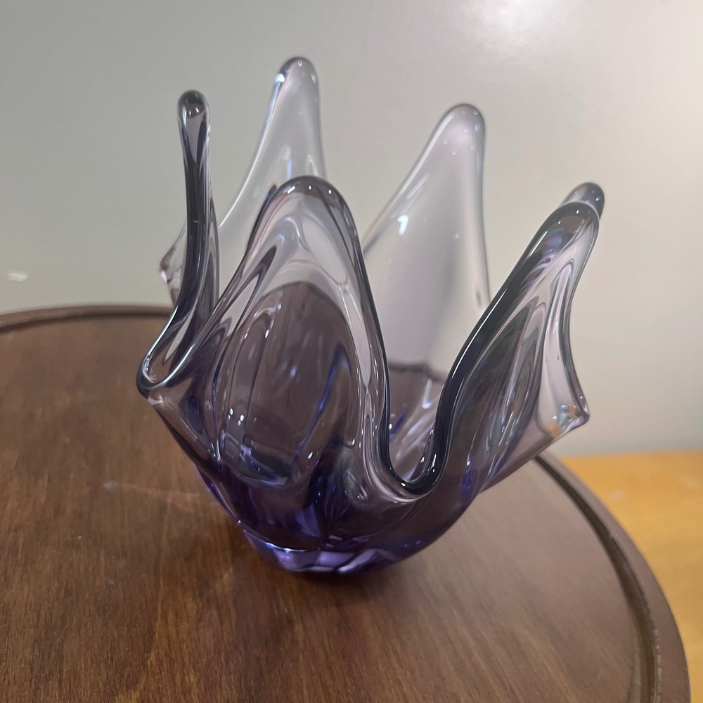 Vtg Viking Thistle Amethyst Purple Swung Glass Bowl Mid Century Modern MCM 5.5"‎ - Picture 8 of 9
